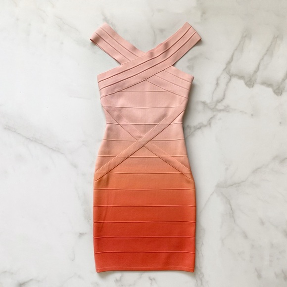 Herve Leger Ombré Bandage Dress